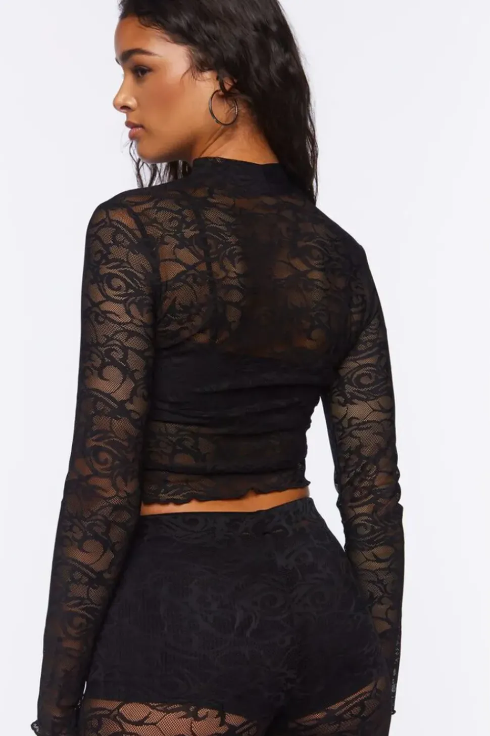 Lace Mock-Neck Crop Top
