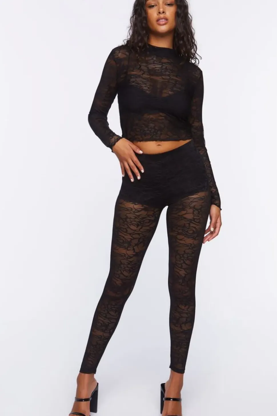 Lace Mock-Neck Crop Top