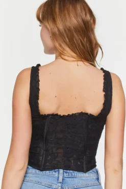 Lace Ruffle-Trim Corset Top