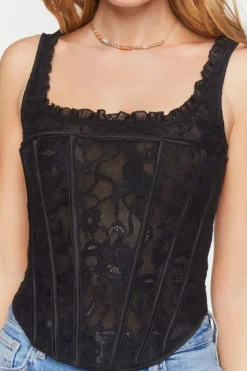 Lace Ruffle-Trim Corset Top