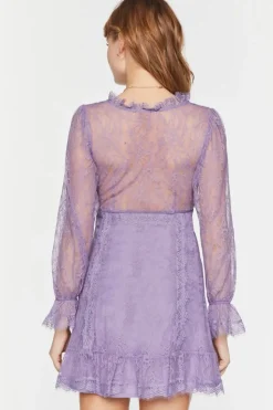Lace Ruffle-Trim Mini Dress