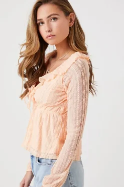 Lace Ruffle-Trim Peasant Top