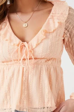 Lace Ruffle-Trim Peasant Top