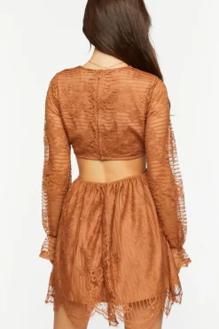 Lace Surplice Cutout Mini Dress
