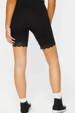 Lace-Trim Biker Shorts