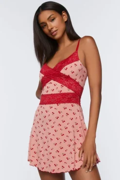 Lace-Trim Cherry Pajama Slip