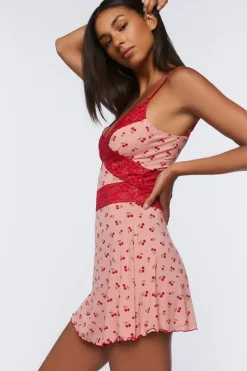 Lace-Trim Cherry Pajama Slip