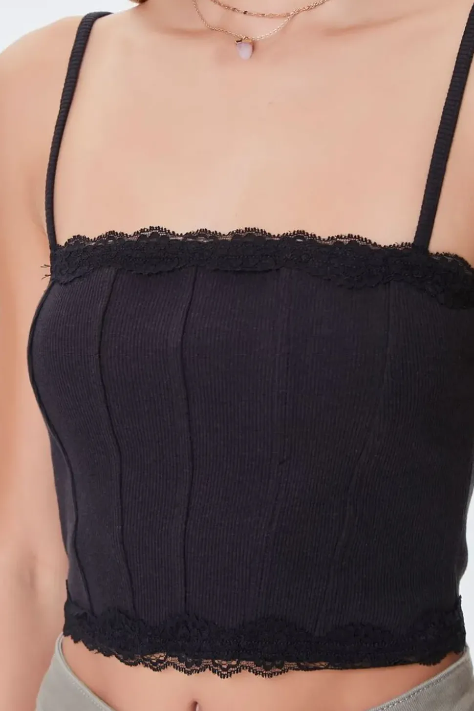 Lace-Trim Cropped Cami