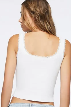 Lace-Trim Cropped Tank Top