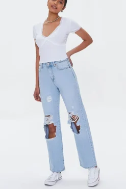 Lace-Trim Cropped Tee