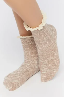 Lace-Trim Marled Crew Socks
