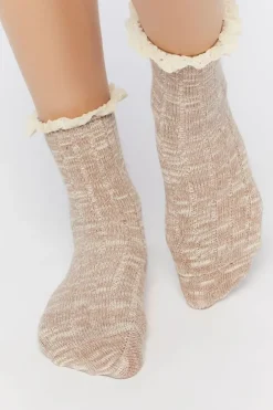 Lace-Trim Marled Crew Socks
