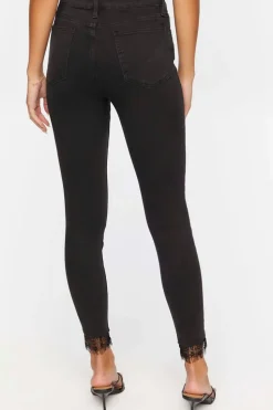 Lace-Trim Mid-Rise Skinny Jeans
