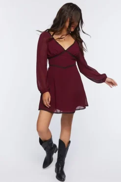 Lace-Trim Mini Dress