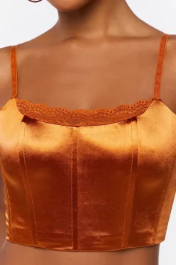 Lace-Trim Satin Cropped Cami