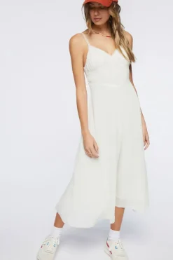 Lace-Trim Tie-Back Midi Dress