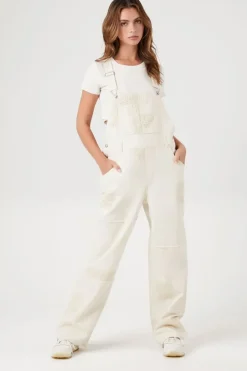 Lace Twill Straight-Leg Overalls