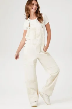 Lace Twill Straight-Leg Overalls