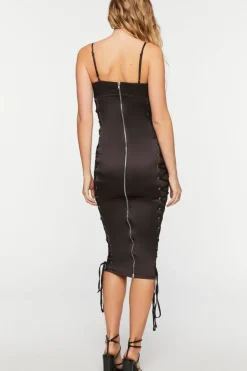 Lace-Up Bodycon Midi Dress