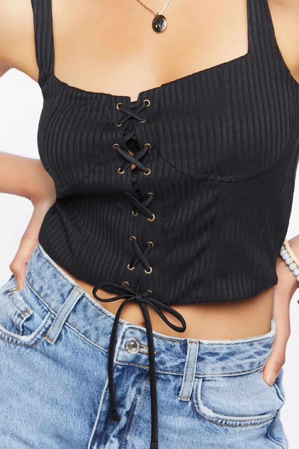 Lace-Up Bustier Crop Top