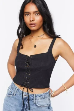 Lace-Up Bustier Crop Top