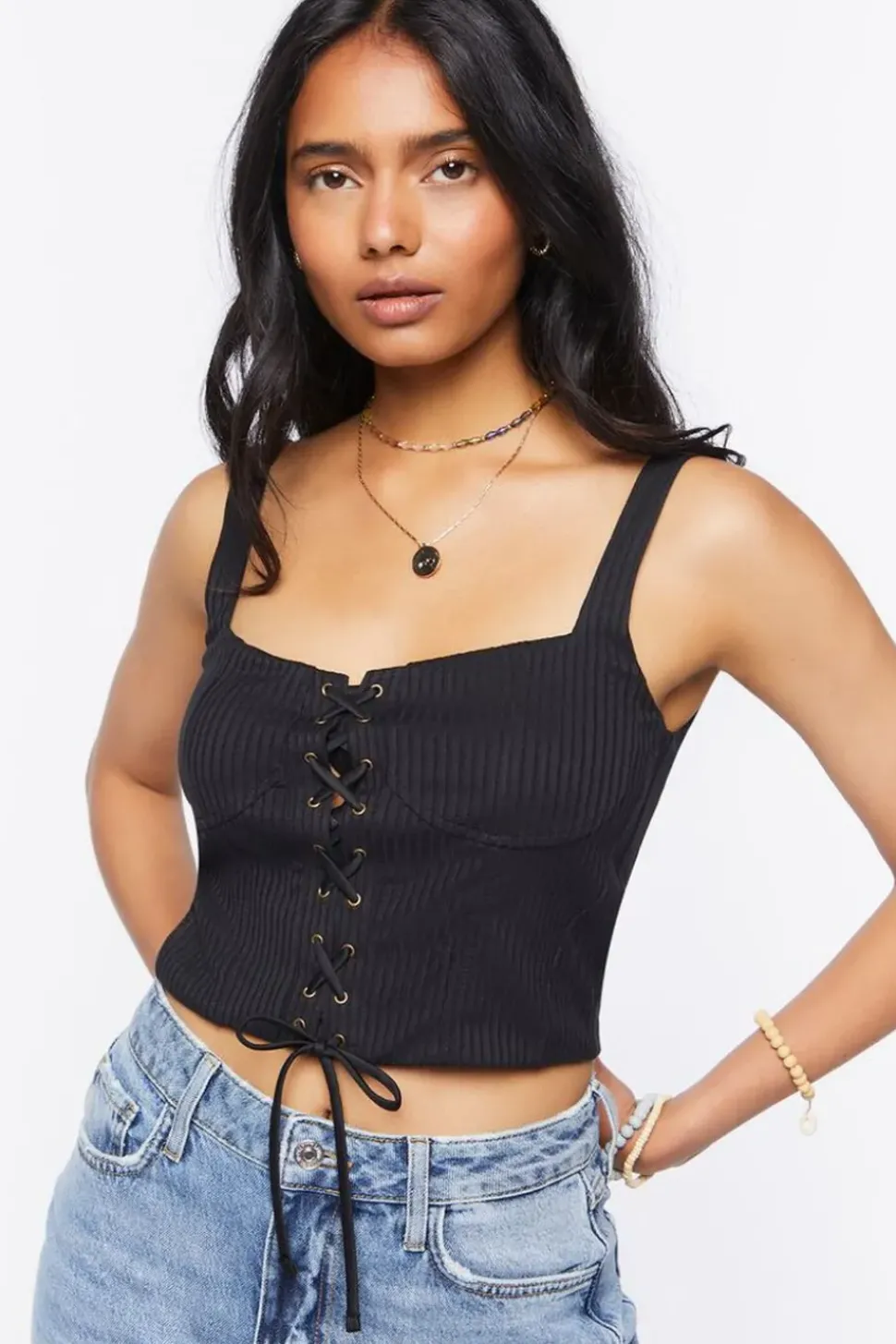 Lace-Up Bustier Crop Top