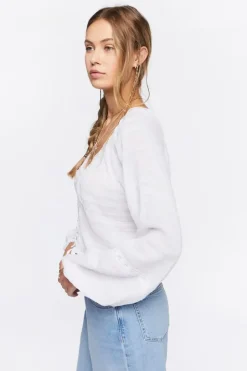Lace-Up Crochet-Trim Crop Top