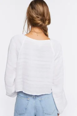 Lace-Up Crochet-Trim Crop Top