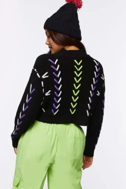 Lace-Up Cropped Sweater