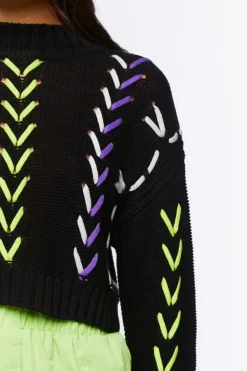 Lace-Up Cropped Sweater