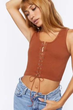 Lace-Up Cropped Tank Top