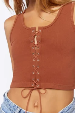 Lace-Up Cropped Tank Top