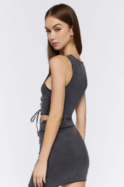 Lace-Up Crop Top & Mini Skirt Set