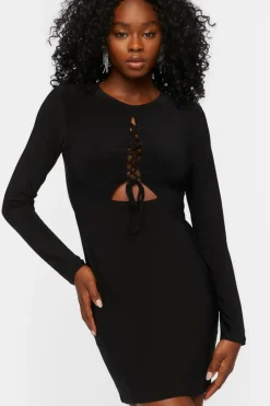 Lace-Up Cutout Mini Dress