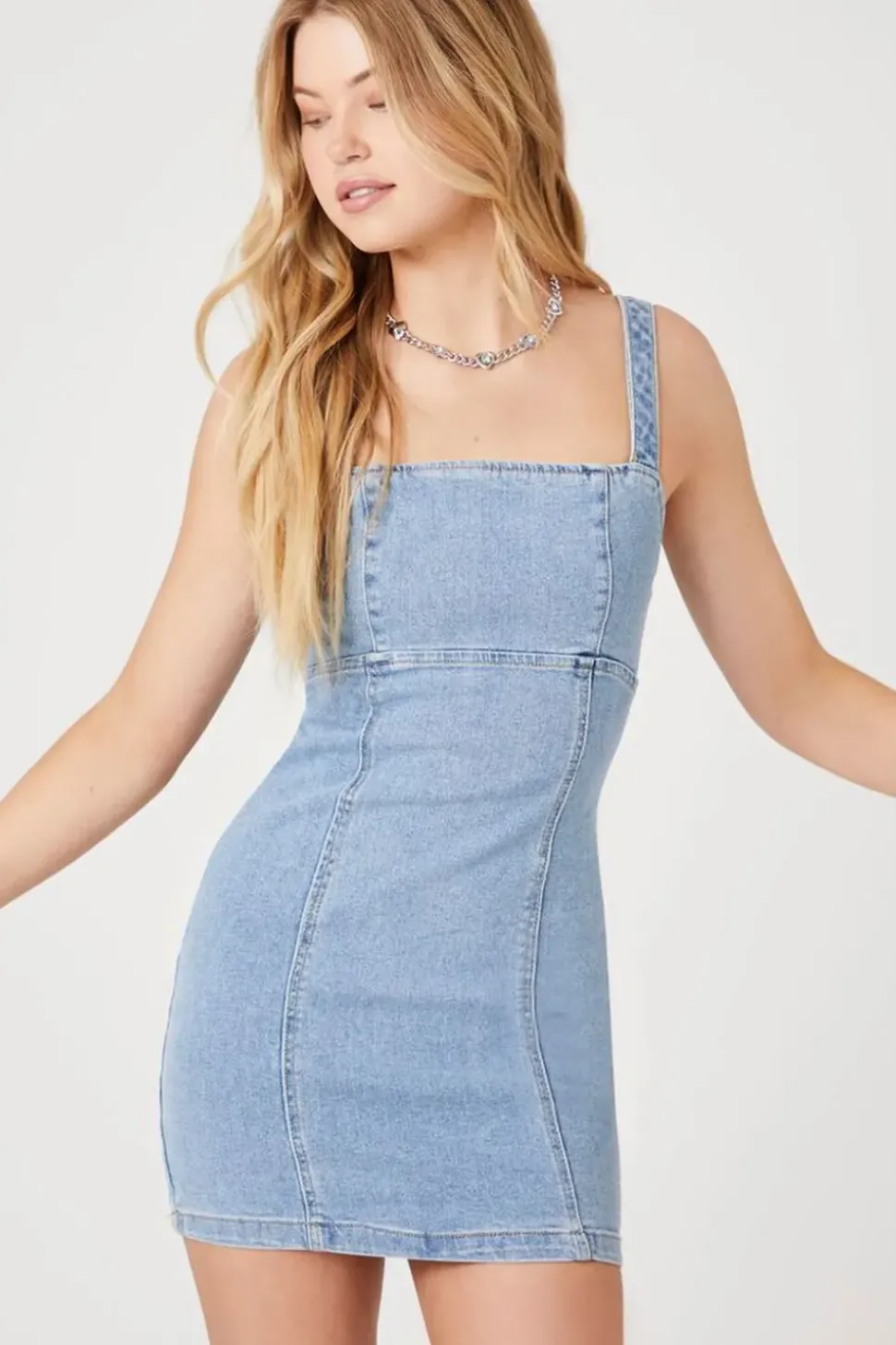 Lace-Up Denim Mini Dress
