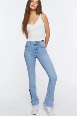 Lace-Up Flare Jeans