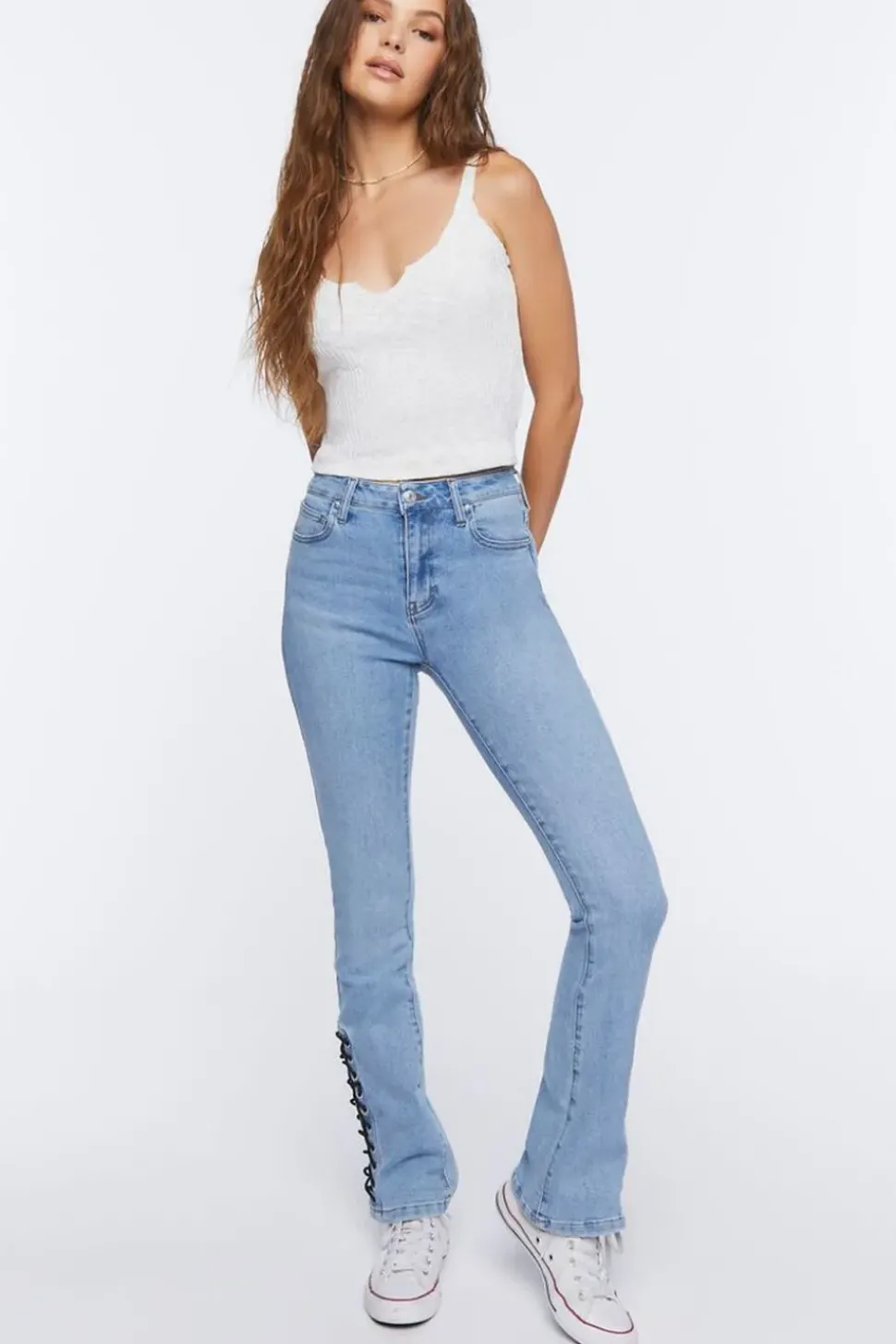 Lace-Up Flare Jeans