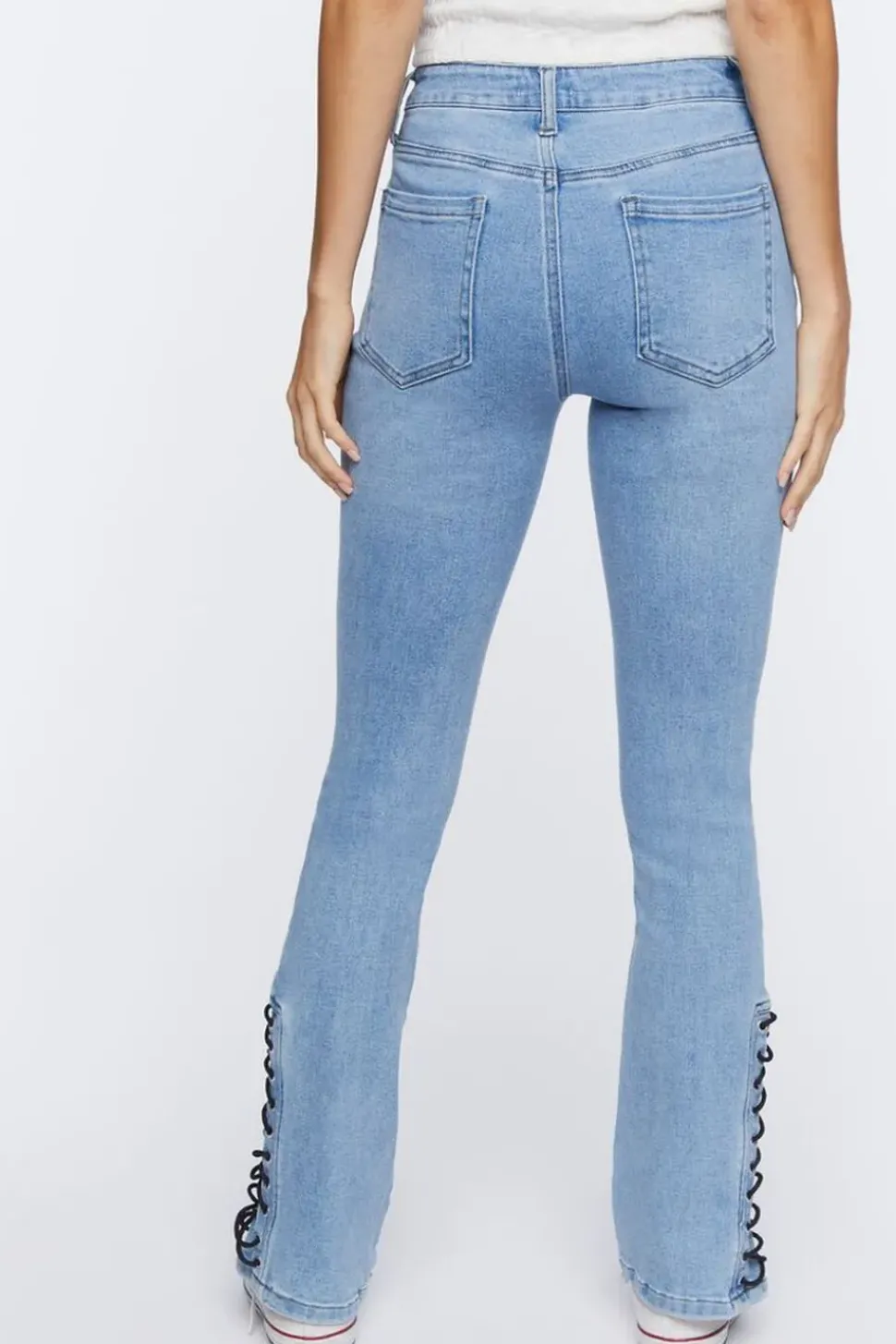 Lace-Up Flare Jeans