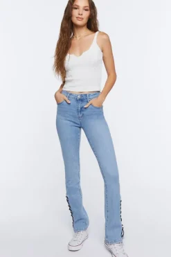 Lace-Up Flare Jeans