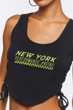 Lace-Up Graphic Tank Top