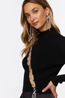 Lace-Up Mock Neck Top