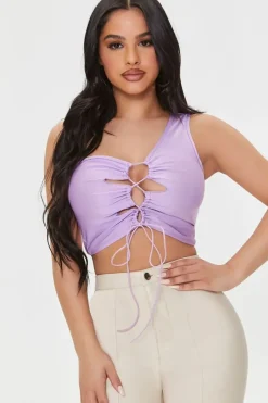 Lace-Up One-Shoulder Crop Top