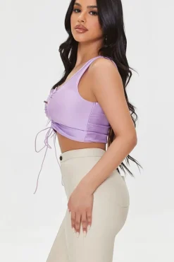 Lace-Up One-Shoulder Crop Top