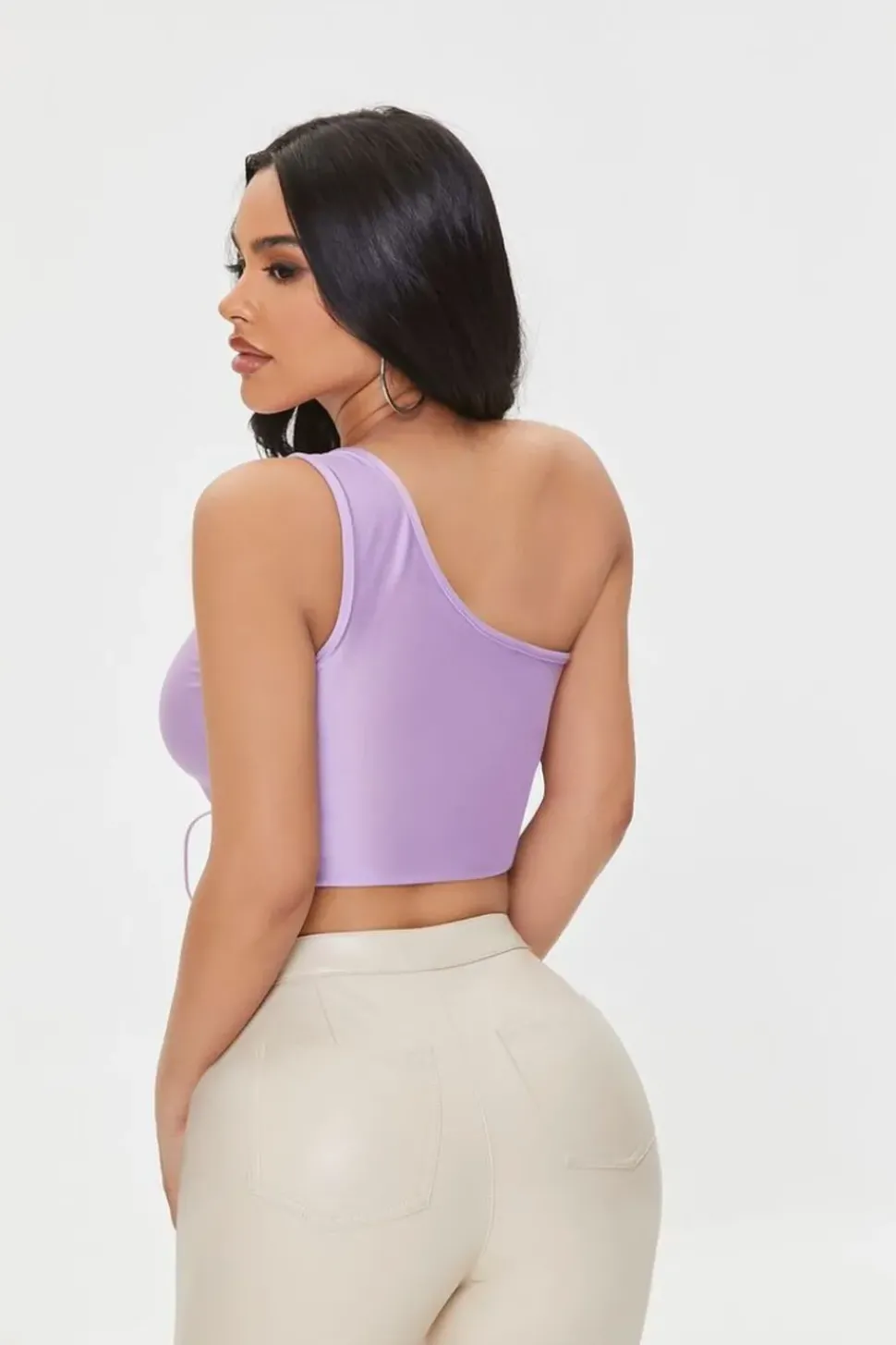 Lace-Up One-Shoulder Crop Top