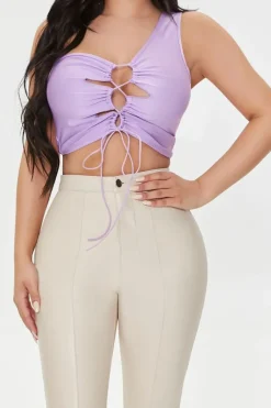 Lace-Up One-Shoulder Crop Top