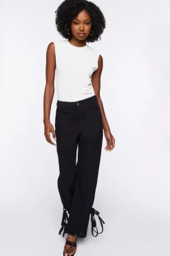 Lace-Up Straight-Leg Jeans