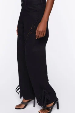 Lace-Up Straight-Leg Jeans