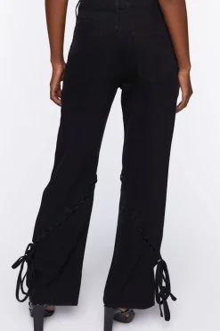 Lace-Up Straight-Leg Jeans