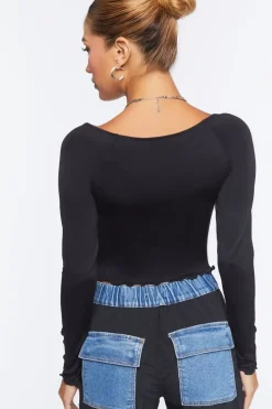 Lace-Up Sweater-Knit Crop Top