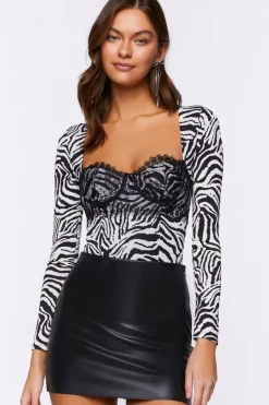 Lace Zebra Print Bodysuit